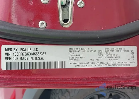 2021 Ram 1500 Classic Warlock 4X4 6'4 Box from USA, damaged, VIN 1C6RR7GGXMS562367